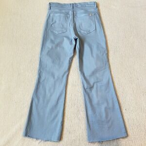 Wide Leg Pastel Blue Pants Sz 26 Boho Cropped Raw Hem Cotton Blend Stretch